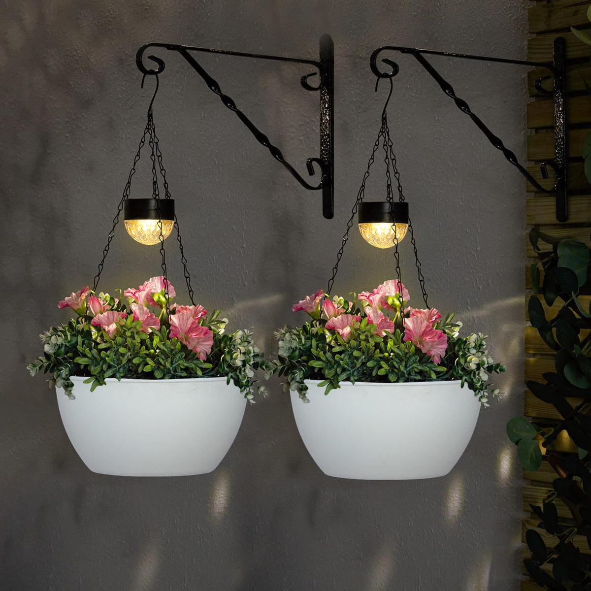 Bayn warm white LED lights automatically illuminate at dusk for subtle twilight charm.