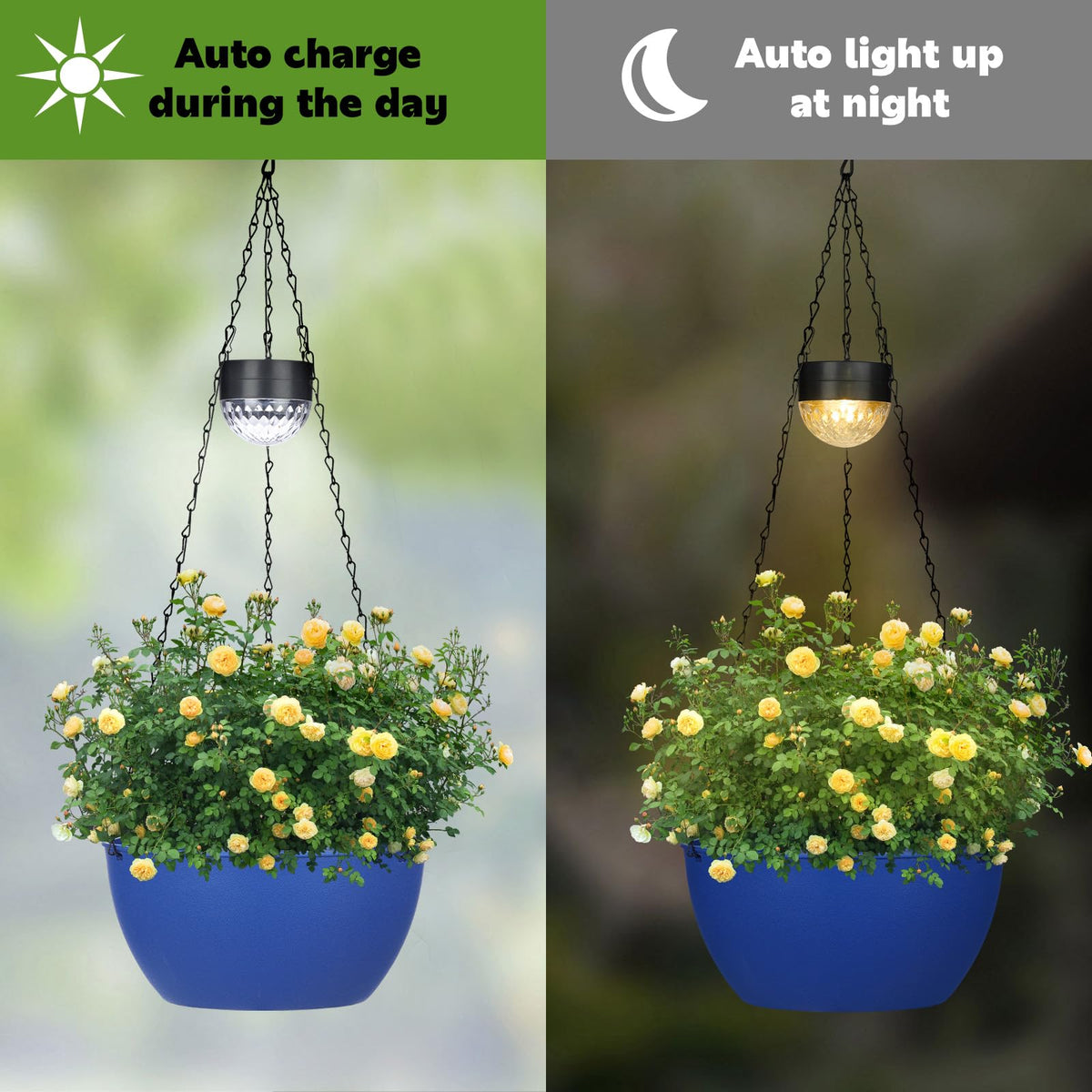 BAYN weather-resistant plastic pots with metal chains for outdoor durability