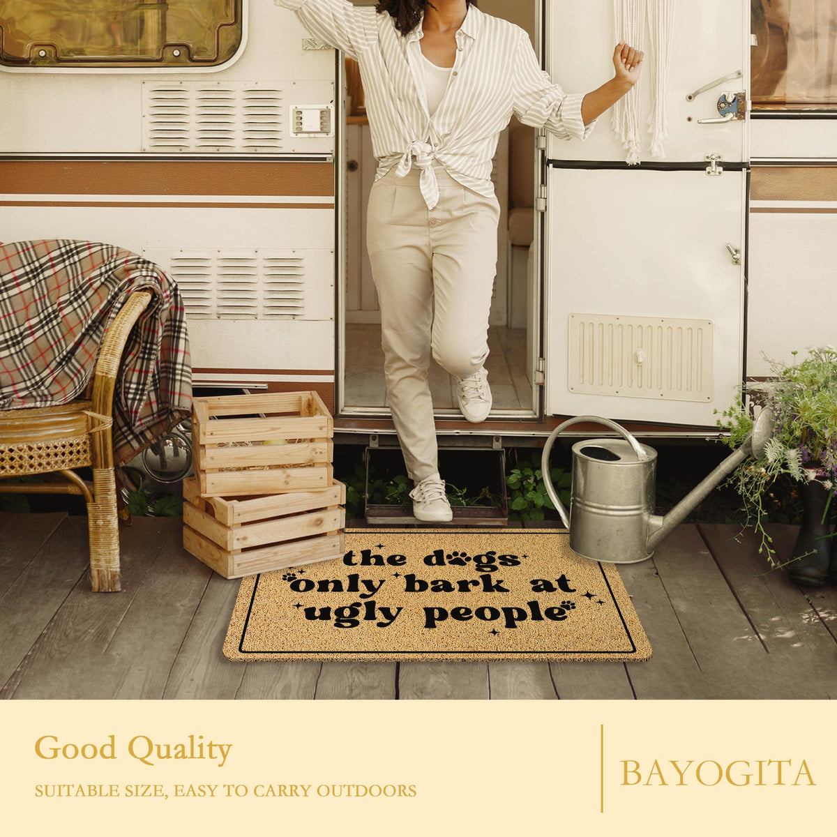 BAYOGITA easy-clean mat cleans quickly with broom or vacuum.