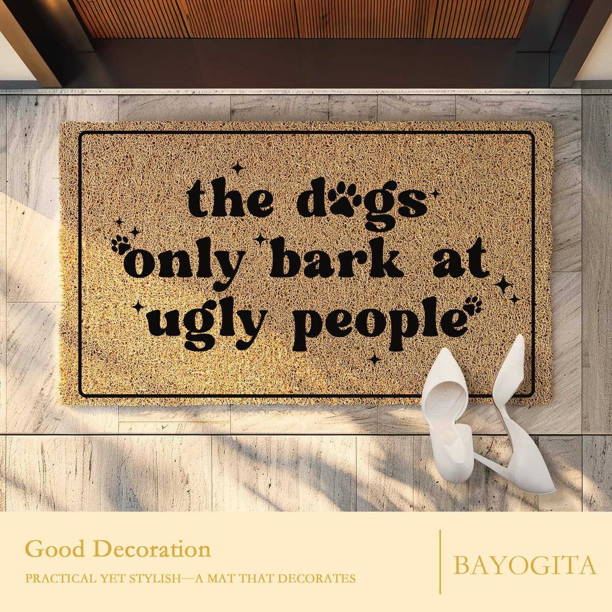 BAYOGITA patterned entryway mat enhances decor while catching dirt.