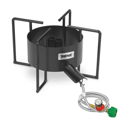 Bayou Classic SP40 dual-jet cooker with a wide cooking surface for large pots.
