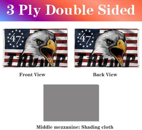 Bayyon Trump flag 3x5ft suitable for outdoor and indoor displays with eagle emblem.