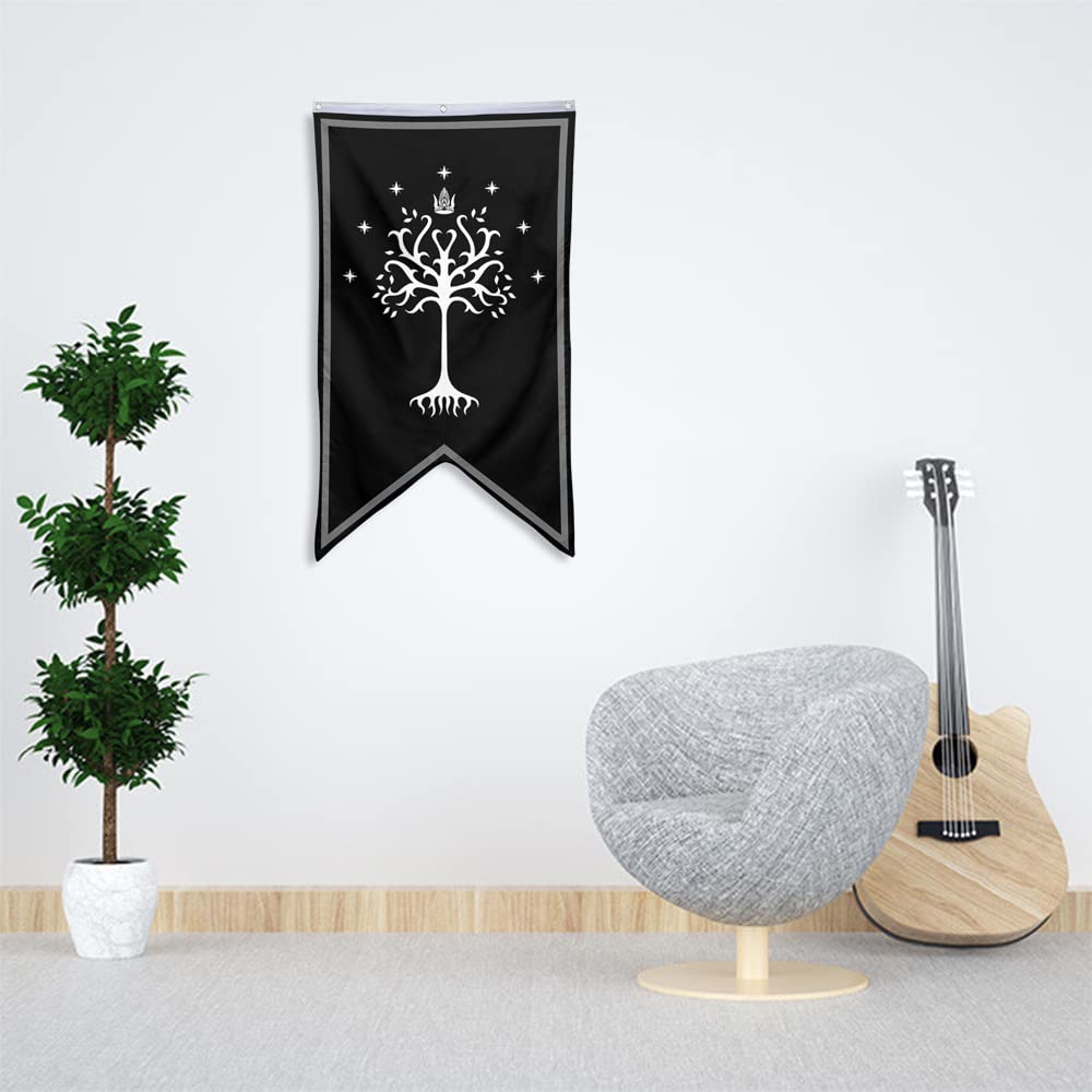 Bayyon Tree of Gondor banner flag in bedroom or office setting adds cinematic flair.