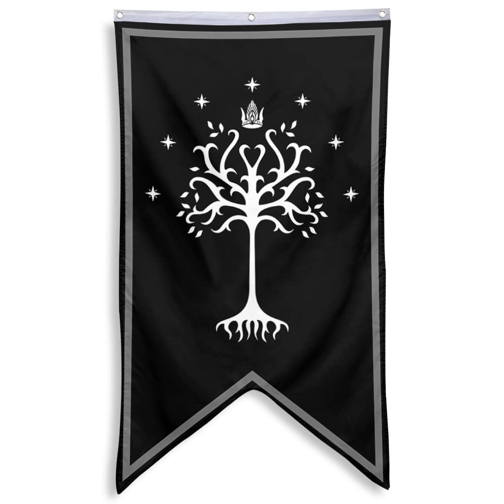 Bayyon Tree of Gondor banner flag 30x50 front view adds dramatic fantasy decor to any room.
