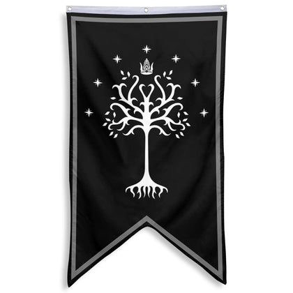 Bayyon Tree of Gondor banner flag 30x50 front view adds dramatic fantasy decor to any room.