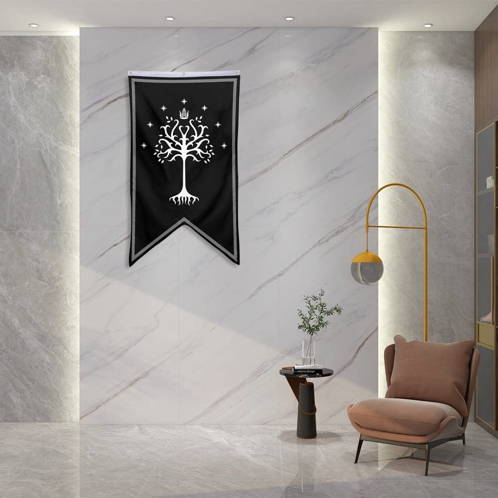 Bayyon Tree of Gondor banner flag wall display elevates man cave decor.