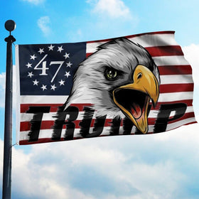 Bayyon Trump flag 3x5ft with two grommets for secure outdoor mounting.