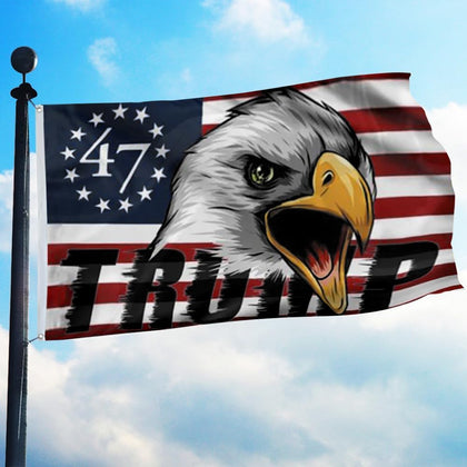 Bayyon Trump flag 3x5ft with two grommets for secure outdoor mounting.