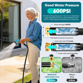 BAZOLOTA 600 PSI burst pressure supports steady water flow