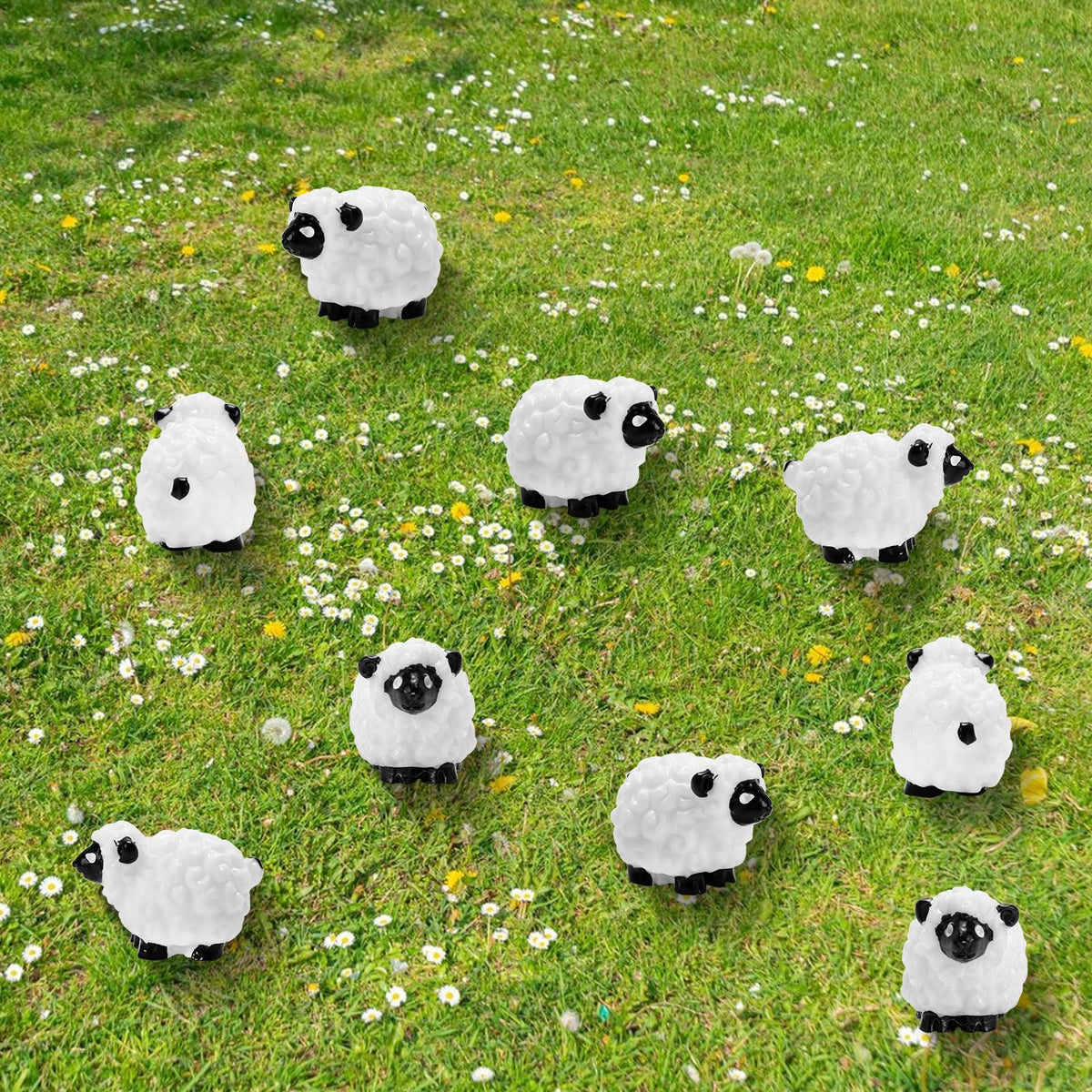 Bbiamsleep miniature sheep figures suitable for cake and party decor displays.