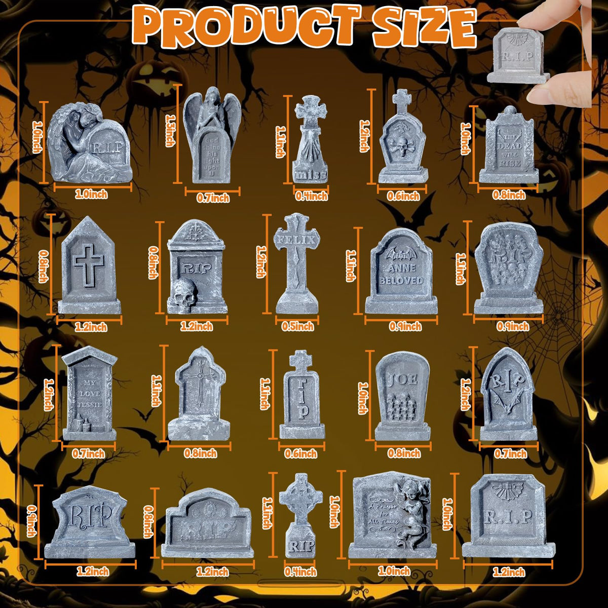 Bbiamsleep resin tombstone set, twenty pieces, ideal for spooky village displays.