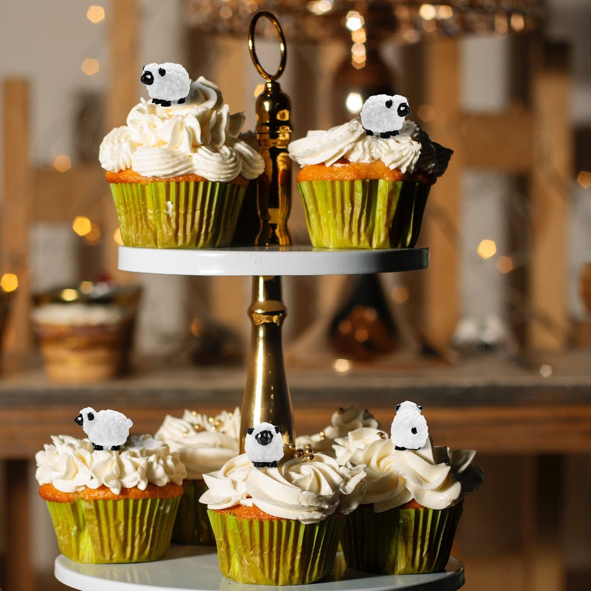 Bbiamsleep tiny white sheep characters for whimsical centerpieces and gift toppers.