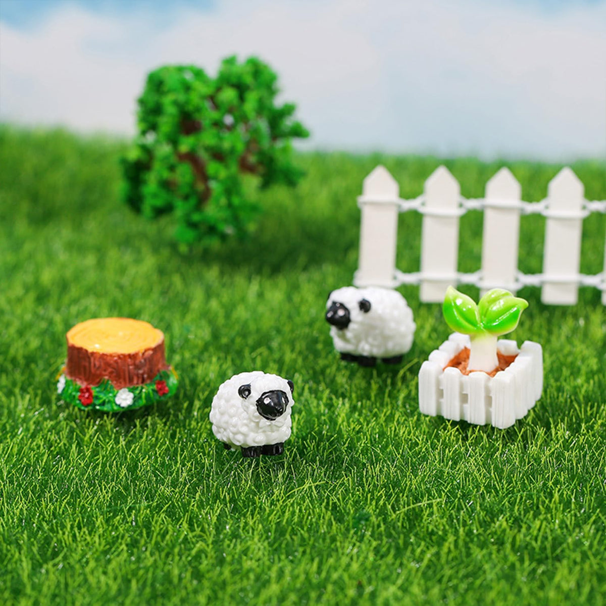 Bbiamsleep tiny resin sheep for charming tabletop displays and model setups.