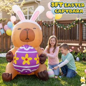 bbioc Capybara inflatable includes stakes and rope for stable outdoor placement