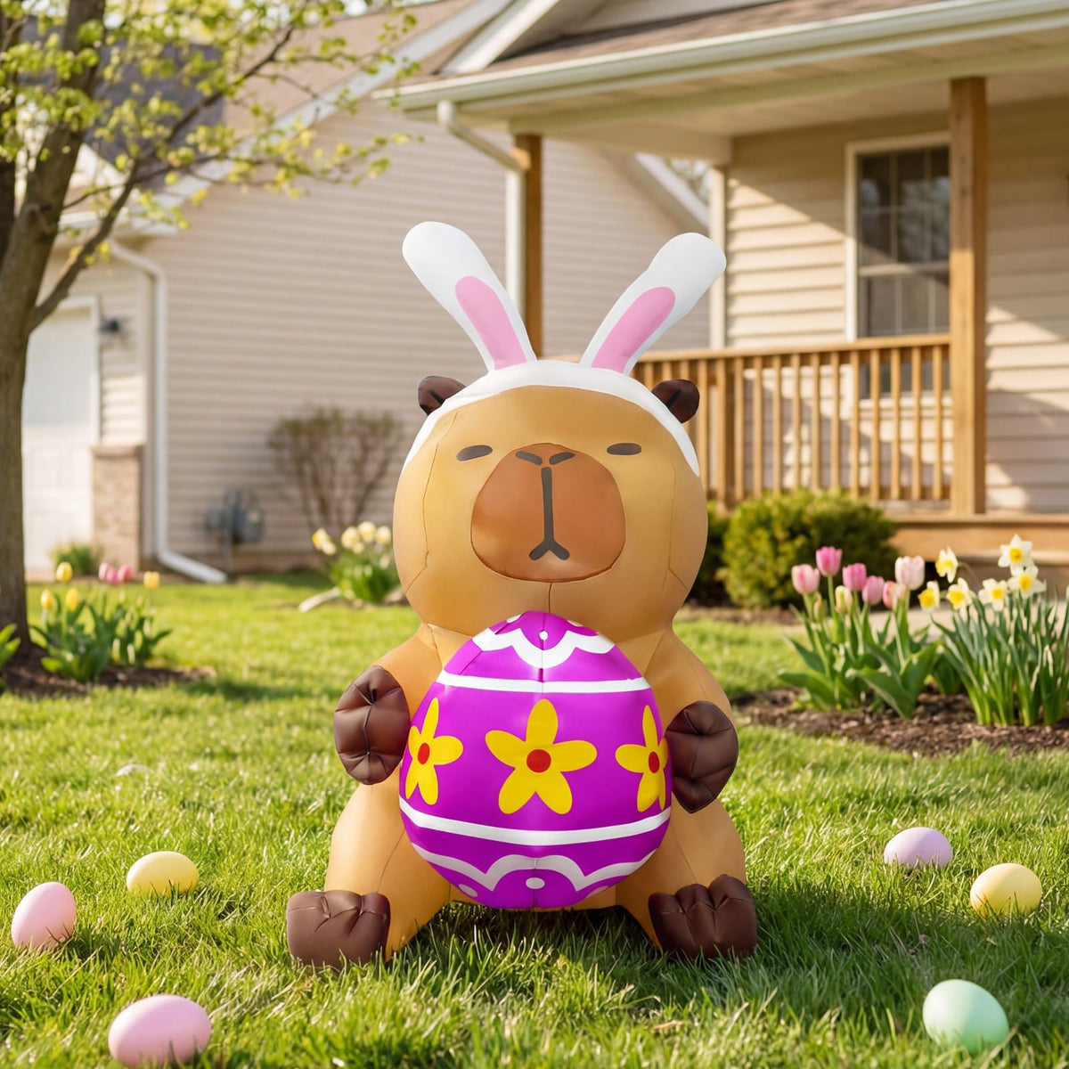 bbioc Easter Capybara inflatable garden decor for indoor or outdoor Easter scenes