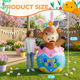 bbioc Highland cow inflatable with LED Easter egg lights, ideal night display