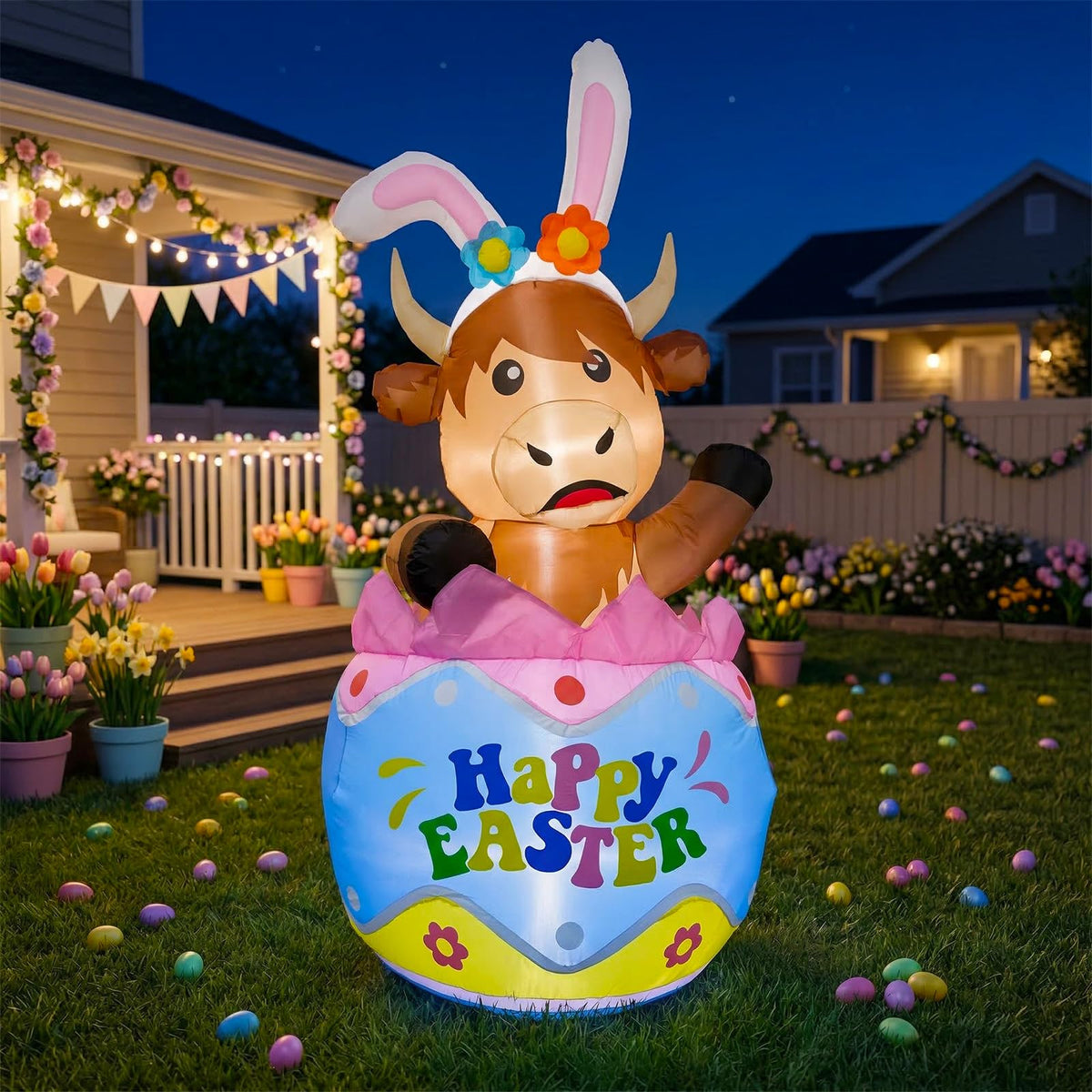 bbioc Easter decor with built-in blower for quick setup