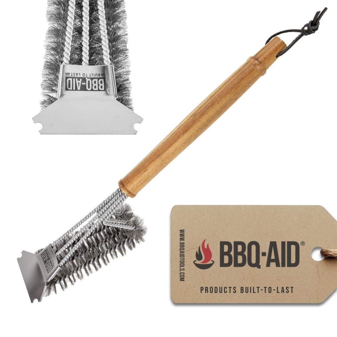 BBQ-Aid All Angles brush reaches every grill edge for thorough, even cleaning
