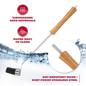BBQ-AID angled head enables precise glaze application on ribs and chicken.