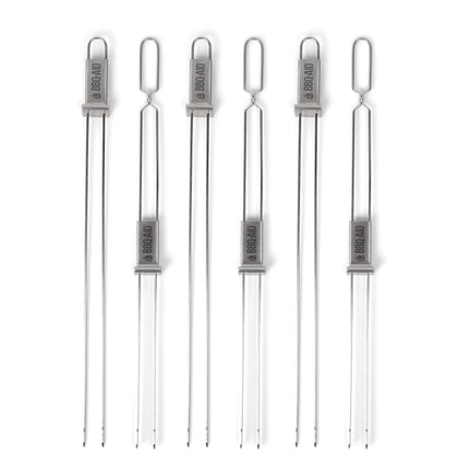 BBQ-Aid Premium skewers with integrated slider enable easy food release during grilling.