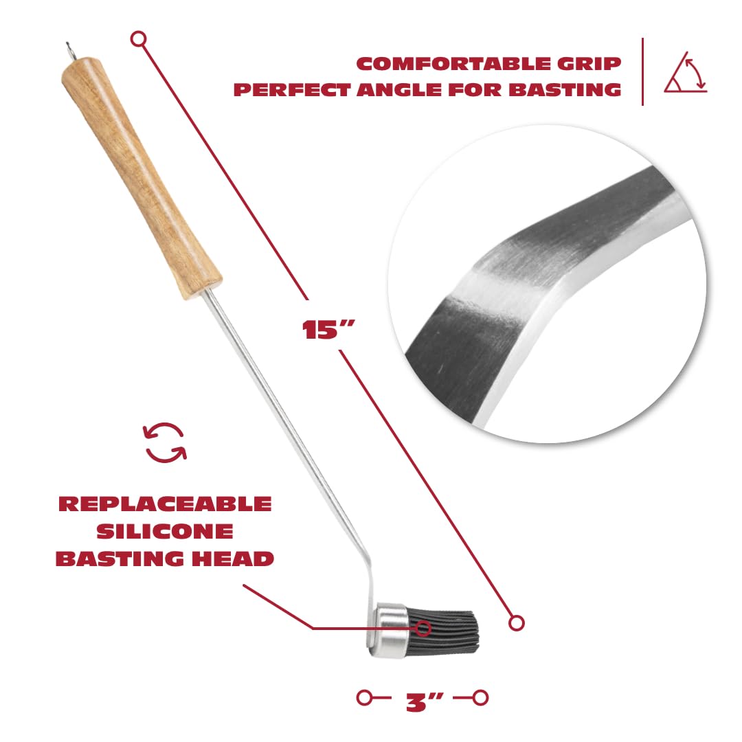 BBQ-AID stainless steel core with acacia handle provides durable, heat-resistant performance.