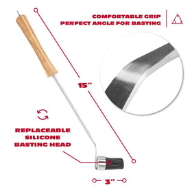 BBQ-AID stainless steel core with acacia handle provides durable, heat-resistant performance.