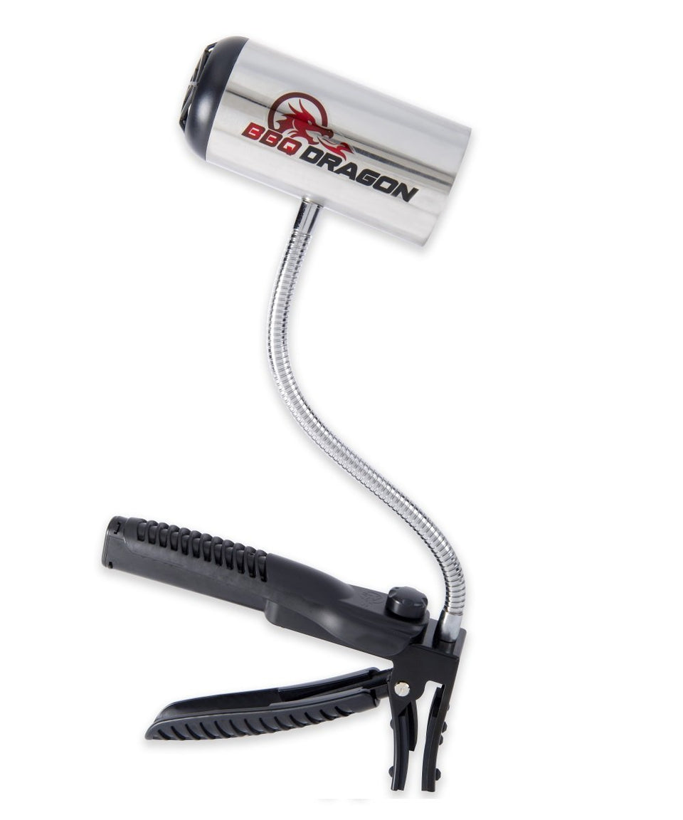 BBQ Dragon Charcoal Starter Fan in action delivering powerful airflow for fast lighting