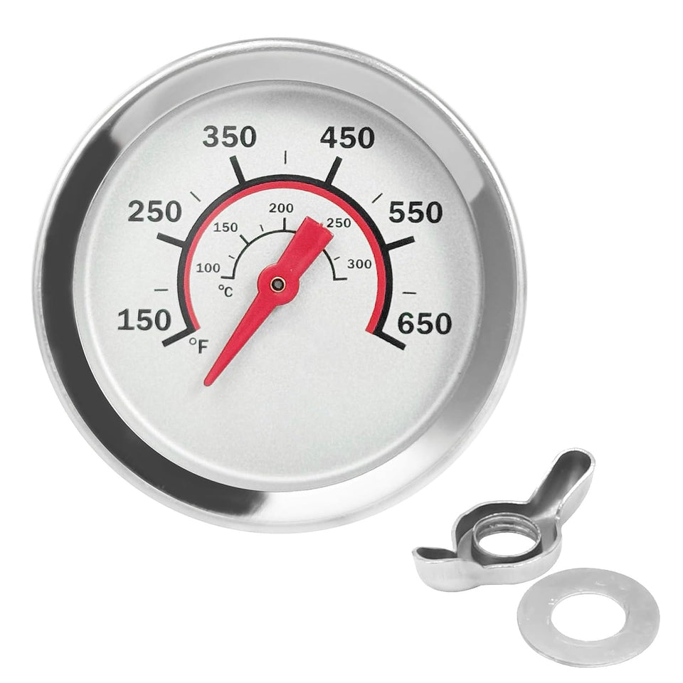 BBQ Future 1-8 inch gauge face clearly displays grill temperature for precise cooking.