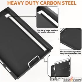 BBQ Future 19.6 by 17.4 inch griddle provides generous cooking space