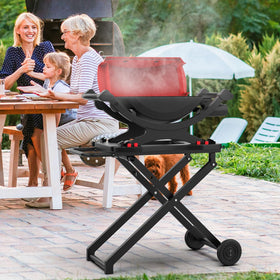 BBQ Future grill stand side view highlighting stable X-shaped legs