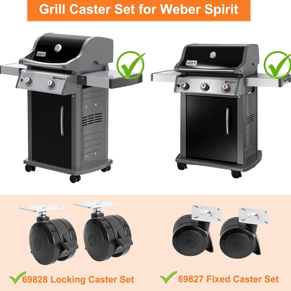 BBQ Future wheel improves stability on Weber Spirit grills.