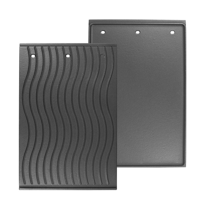 BBQ-PLUS cast iron reversible griddle plate overview for versatile grilling.