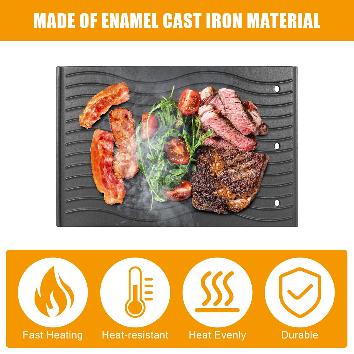 BBQ-PLUS grease drainage directs fat away from food.