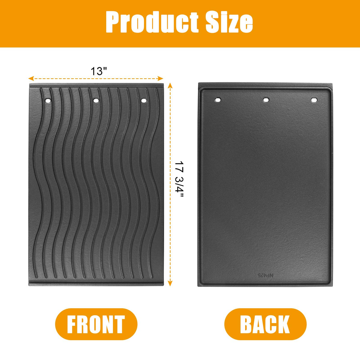 BBQ-PLUS griddle plate compatible with Napoleon LEX and Prestige series.