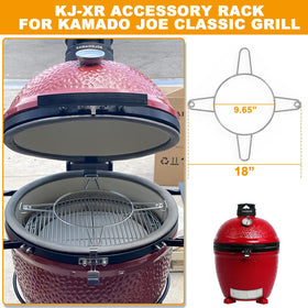BBQ-PLUS rack supports pizza stone for even heat and crust