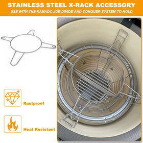 BBQ-PLUS grill rack doubles as a wok ring for secure pots and pans