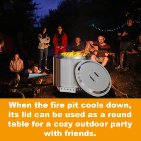 BBQ-PLUS lid accessory complements 27-inch setups for camping and backyard gatherings.