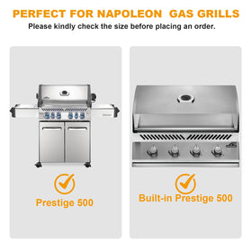 BBQ-PLUS Napoleon Prestige 500 burners provide steady flames for consistent grilling