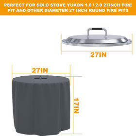 BBQ-PLUS stainless steel lid for 27-inch fire pits resists heat and weather.
