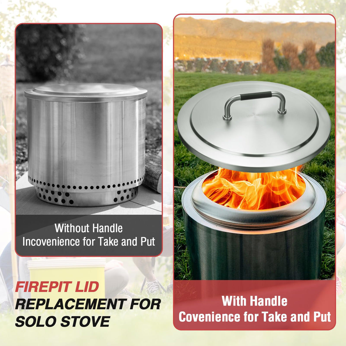BBQ-Yummy round Fire Pit lid doubles as a small outdoor table