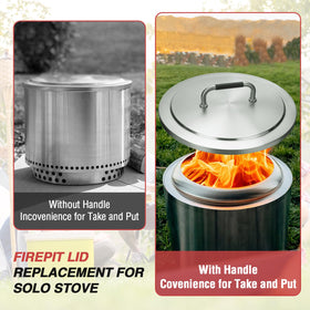 BBQ-Yummy round Fire Pit lid doubles as a small outdoor table