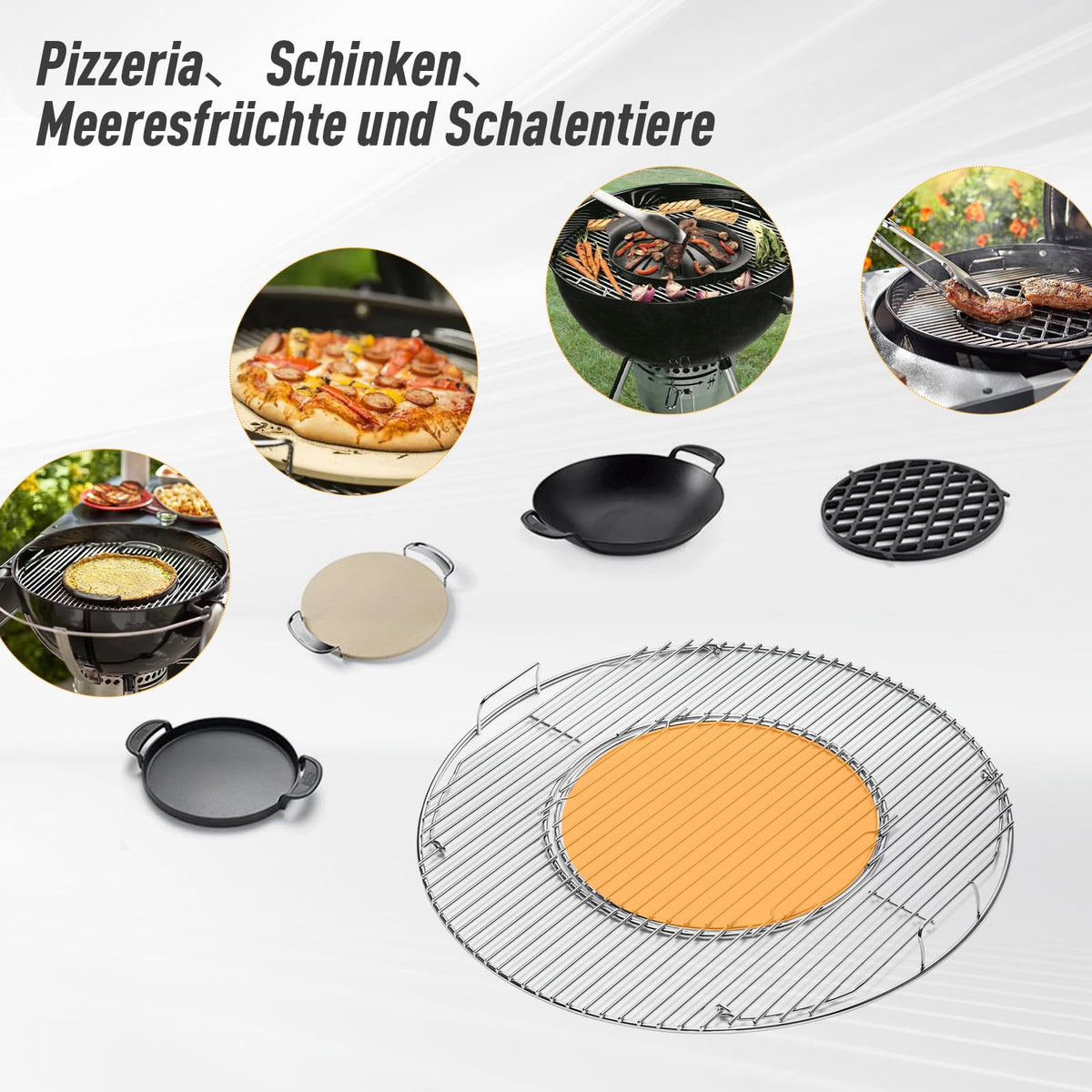 BBQ-Yummy hinged grate demonstrates fit on Weber 22-inch models