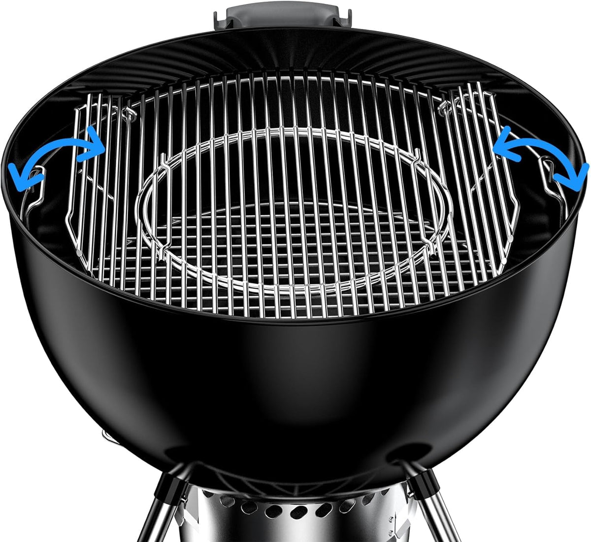 BBQ-Yummy hinged grate highlighting diamond pattern sear and moisture preservation