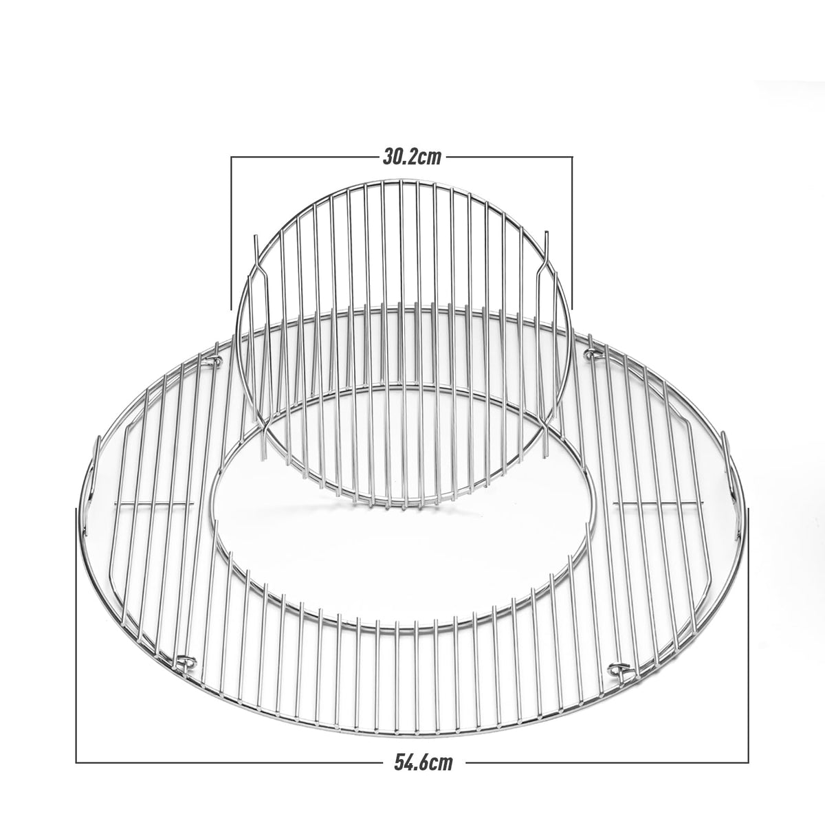 BBQ-Yummy hinged grate with side hinges open enables quick charcoal addition during cooks