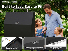 bbq777 front-opening hinge enables easy one-handed operation.