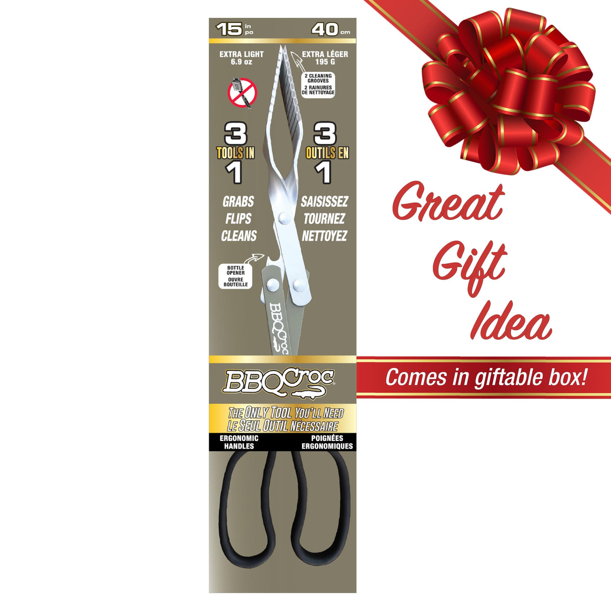BBQ Croc ergonomic non-slip handle ensures secure grill control