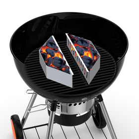 BBQCuker vent-hole basket enhances airflow for efficient burning