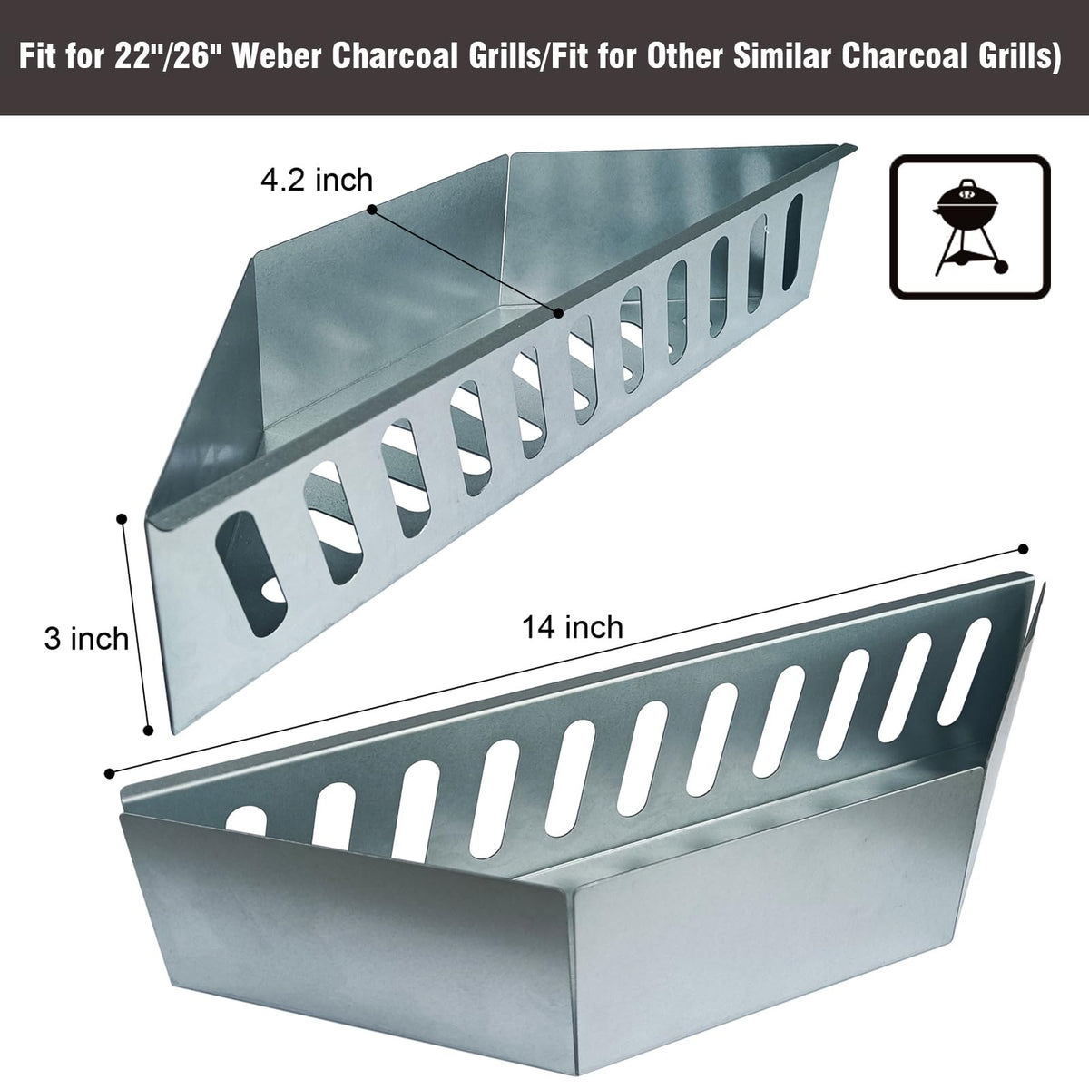 BBQCuker charcoal basket works with Weber and similar grills