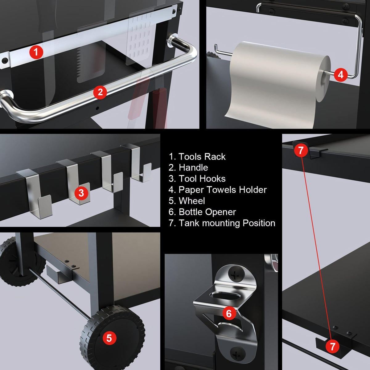 BBQCuker wheels enable easy mobility across patio or campsite.