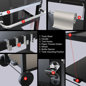BBQCuker wheels enable easy mobility across patio or campsite.